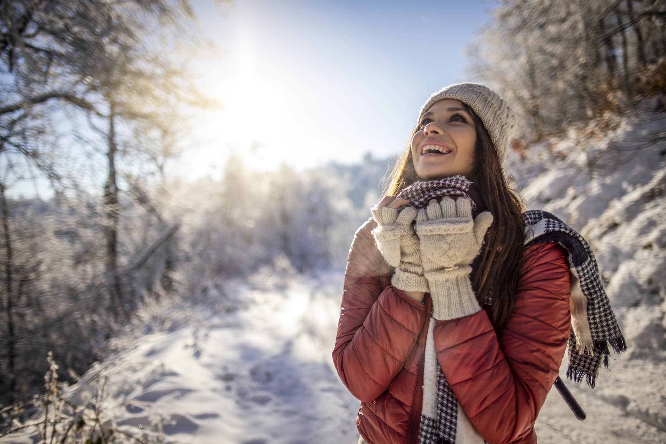 Woman outdoors in the snow